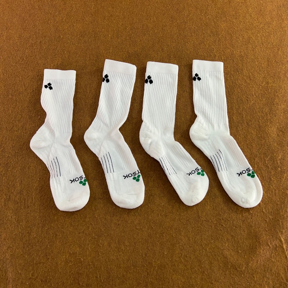 Fitsok Mens Medium White CF2 Shadow Yarn Athletic Crew Socks 2 Pairs NWT